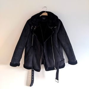 Topshop Shearling Aviator Moto Jacket (never worn) US 4